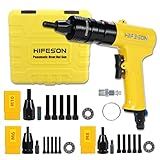 HIFESON Pistola De Porca De Rebite Pneumático Com Pistola De Cabeça Autotravante M6 E M8 E M10 Mandris De Troca Rápida Ferramenta De Porca De Rebite De Velocidade Ajustável De Grau Industrial 