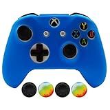 Hikfly Capa Protetora De Silicone Para Controle Frontal Para Controle Xbox One X One S Slim Com 4 Peças De Tampas De Aperto De Polegar Azul 