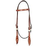 HILASON American Leather Horse Browband Headstall Working Tack Brown   One Ear Headstall     Cabeçote De Uma Orelha Para Cavalos   Cabeça De Orelha Dividida   Cabeçote Ocidental Para Uma Orelha