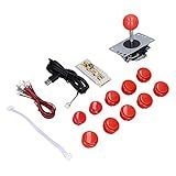 Hilitand Kits De Joystick Arcade Game Peças DIY Codificador USB Zero Delay Joystick De 8 Modos 10 X Botões De Pressão Para Projetos MAME Arcade PC Game DIY Vermelho 