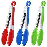 HINMAY Mini Pinças Com Pontas De Silicone 17 Cm Conjunto De 3 Vermelho Azul E Verde