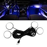 Hirificing Luzes LED De Pedal Interior De Carro Kit De Iluminação De Porta RGB Ambiente Subbrilho Automotivo Com Porta USB Luzes De Néon De Decoração 4 Em 1 Para Carro Casa Jardim Festa Azul 