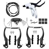Hmseng Conjunto Completo De Freio De Bicicleta V Freio MTB Dianteiro E Traseiro Universal Com Cabos E Alavancas De Pinças Internas E Externas Inclui Kit De Ferramentas De Reparo De Bicicleta