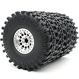 HOBBYSOUL Altura 5 7 Polegadas 145 Mm 2 2 Pneus E 2 2 Rodas Beadlock Prata Deslocamento Negativo De 10 Mm 2 2 Rodas E Pneus Para Axial Capra Ryft Mud Rock Crawler Trail Truck Pacote Com 4 Montado 