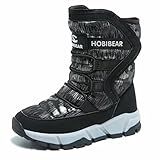HOBIBEAR Botas De Inverno Para Neve Para Crianças à Prova D água Para Uso Ao Ar Livre Forradas Preto C 6 5 Big Kid