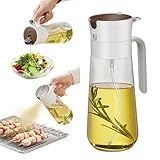 Hoforife Garrafa De Vidro Para Azeite De Oliva E Frasco Pulverizador De óleo 2 Em 1 Para Cozinhar Na Cozinha Tampa Flip Automática 535 Ml Branco