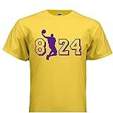 HOFSM COM Hall Of Fame Sports Memorabilia Camiseta Tribute Para 8 24 Legend Kobe Support Los Angeles Basketball Shirt Amarelo GG