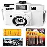 Holga 120GCFN Câmera De Filme Branca De Formato Médio Com Flash Integrado Com Kodak TX 120 Pacote De Filme Preto E Branco Com Acessórios