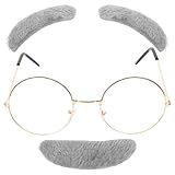 Holibanna 1 Conjunto Adereços Bigode Sobrancelha Fantasias Halloween Para Meninos Conjunto Acessórios Vestir Do Vovô Bigode Postiço Oculos Redondo óculos Adulta Toque