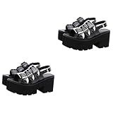 Holibanna 2 Pares Sandália Peep Toe Plataforma Água Plana Transparente Gladiador Tornozelo Sandálias Gladiadoras Tornozelo Sandálias De Moda Feminina Tia Sola Pu Mulheres Geléia