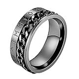 Holibanna Anel Com Letra Viking Elegante Anel Masculino Joia De Mão Anel De Aço De Titânio 2.06x0.8cm Preto