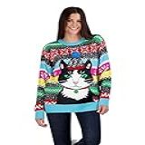 Holiday Hype Suéter Masculino Ugly Christmas Holiday Pullover Tradicional Divertido, Gato Vhs, G