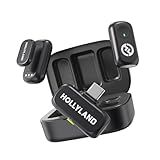 Hollyland LARK A1 Duo - Microfone Sem Fio Mini Para IPhone 15-16 E Android -2TX - USB-C RX - Case De Carregamento-- Microfone Magnético Para YouTube- TikTok- Podcast E Entrevistas -Preto-
