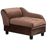 Hollypet Sofá Cama Para Animais De Estimação Sofá De Armazenamento Para Cães Sofá De Veludo Com Almofada Lavável Para Cães Pequenos E Gatos Café