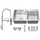 HOLTTER Kit Cuba Dupla Aço Inox 304 Torneira Gourmet Flexível Cuba Dupla Gourmet Com Acessórios Aço Inox Torneira De Bancada Gourmet Monocomando Torneira Parede Gourmet Flexível Bancada Prata