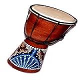 Holy Land Market Tambor Djembe- Desenhos De Natureza E Animais Esculpidos à Mão- Tamanho Médio- 25 Cm De Altura- Importado De Jerusalém