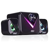 Home Theater Bluetooth 2 1 Mini System Caixa De Som Potente 16W Subwoofer Amplificada Led Rgb USB P2 Para Tv Pc Gamer Notebook Celular Computador Bivolt 110 220v