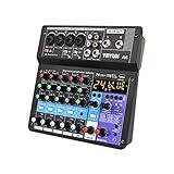 Homesen Mixer De Áudio Portátil Mini A6 6Ch Com Placa De Som USB E Gravação