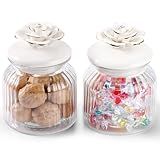 HomeyHoney Frascos De Vidro Com Tampas De Cerâmica Herméticas Rosa De Porcelana Artesanal Recipiente De Armazenamento De Alimentos De Vidro Para Cozinha Potes Decorativos Para Café Chá Doces 