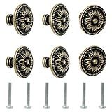 Honbay 6 Peças Puxadores Vintage Em Forma De Flor De Girassol Para Móveis Puxadores De Gaveta De Liga Metálica De Bronze Antigo Puxadores Decorativos Redondos Com Parafusos