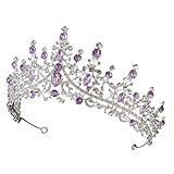 HONMEET Coroa De Cristal Roxo Capacete De Casamento Coroas Tiara Para Noiva Pequena Tiara Traje Medieval Feminino Decorações De Noiva Ametista Liga De Zinco Senhorita Vestido Rosa