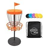 Hooper Skies Cesta De Mini Disco De Golfe - Conjunto De Jogo De Golfe De Disco De 30 Polegadas Com 5 Mini Discos - Completo Com Uma Bolsa/mochila Preta De Armazenamento