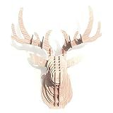 Hooshing Escultura De Troféu De Cabeça De Veado Para Decoração De Parede DIY Quebra Cabeça 3D Bege Decoração De Parede Para Sala De Estar Escritório Casa