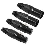 Hordion Adaptador De Plugue De Microfone XLR Macho E Fêmea De 5 Pinos Conector De Microfone Terminais De Cabo XLR De Substituição Soquete De áudio Preto 2 Pares