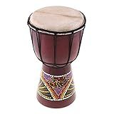 Hosioe 6in Djembe Africano Tambor De Madeira Maciça Esculpida à Mão Instrumento Musical Tradicional Africano