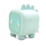 Hosuho Despertador Infantil Despertador Digital De Dinossauro Fofo Luz De Despertar E Luz Noturna Hora De Soneca Relógio De Cabeceira Verde Com Brilho Ajustável Para Quarto De Crianças