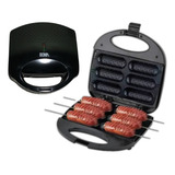 Hot Dog E Crepe Suiço Antiaderente Com 6 Cavidades Cor Preto 220v