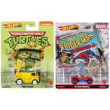 Hot Wheels Van Party Wagon Tartarugas Ninja Spiderman Mobile Cor Azul E Amarela