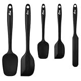 HOTEC Conjunto De Espátulas De Borracha De Silicone De Grau Alimentício Para Cozinhar Cozinhar E Misturar Alta Resistência Ao Calor Antiaderente Lavável Na Lava Louças Livre De BPA Preto Conjunto De 5