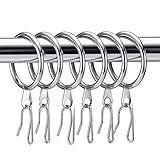 Hotop 30 Anéis De Cortina De Metal Para Cortina De 0-98-1-26-4-2 Cm De Diâmetro Interno E 30 Ganchos De Pino De Cortina Pendurados Para Chuveiro De Porta De Janela -32 Mm- Prata-