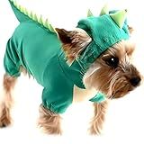Hotumn Fantasia De Dinossauro De Halloween Com Capuz De Dinossauro Para Cães Pequenos Médio Verde 