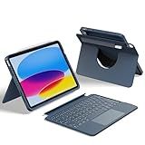 HOU Capa Com Teclado Removível E Giratória De 360- Para IPad A16 11-10-155-- Compartimento Para Apple Pencil-Stylus- Trackpad Multitoque- Retroiluminação De 7 Cores- Capa De Proteção Total- Layout Em