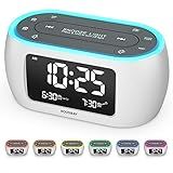 HOUSBAY Rádio Despertador Pequeno Para Quartos Com Luz Noturna De 7 Cores Alarme Duplo Regulador Carregador USB Bateria De Reserva Temporizador De Soneca Rádio FM Com Temporizador De Desligamento Automático Para Cabeceira Branco 