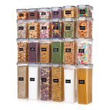 House Organizer Potes Herméticos Para Alimentos Com Tampa Kit Com 24 Porta Mantimentos Organizadores De Cozinha E Despensa Em Plástico Para Cereais Alimentos Secos Farinha E Açúcar Bpa Free