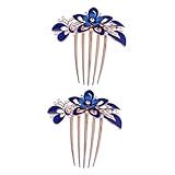 Housoutil 2 Unidades Pente Lateral Floral Pinças De Tosquia Organizador De Livro De Pestanas De Cabelo Para Mulheres Cabelo De Guarnição De Vintage Noiva Strass Casamento