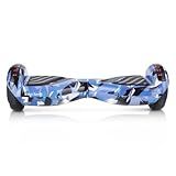 Hoverboard D43 Azul Camuflado- Scooter-Skate Elétrico Com LEDs- Bateria De Longa Duração E Freio Seguro-