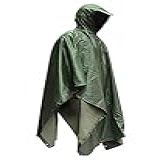 HOW ON Poncho De Chuva Masculino Impermeável Poncho Com Capuz Capa De Chuva De Emergência Verde Militar Tamanho Único