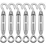 HQdeal Pacote Com 6 Tensores De Fio Tensor M4 De Aço Inoxidável Tensores De Gancho E Olhal Conjunto De Tensão De Cabo De Corda Kit De Tensor De Fio De Jardim Ajustável Para Serviço Pesado
