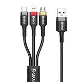Hrebos HS326 Cabo Turbo Black Metal 3 In 1 Micro USB Type C E Lightning 1 Metro