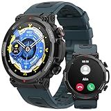 Hrich Masculino Smartwatch Relógio Inteligente Com Chamada Bluetooth 5 2 Notificação De Mensagem Tela HD De 1 39 100 Modos Esportivos Compatível Com Android E IOS Azul 
