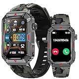 Hrich Masculino Smartwatch Relógio Inteligente HD 1 57 Suporte A Chamadas De Voz Notificação De Mensagem Compatível Android E Iphone Camuflagem Preta 