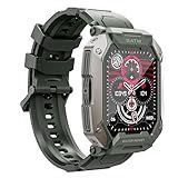 Hrich Smartwatch Para Homens Relógio Inteligente Para Esportes Ao Ar Livre 5ATM IP67 Com Faça E Receba Chamadas Notificação De Mensagem Verde 