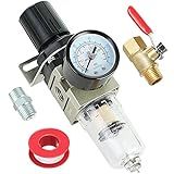 Hromee Combo Regulador De Filtro De Compressor De Ar De 1 10 2 Cm Separador De óleo De água Com Manômetro Drenagem Manual Válvula De Esfera E Suporte AW2000 02