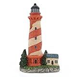 HRRIVE Aquário Farol Torre Estilo Country Pintado Vermelho E Bege Faixas Oblíquas Peixes Escondendo Rocha Para Decoração De Tanque De Peixe Marinho De Água Doce