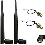 Huacam Antena Omnidirecional Interna Hcm16 2 X 2,4 Ghz 6dbi 802.11n/b/g Rp-sma Conector Fêmea + 2 X 12 Cm U.fl Mini Pci Para Rp-sma Cabo Wifi