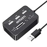 Hub- Adaptador- Leitor 7 Em 1 Exbom Leitor De Cartao Multiformato - Expansao Inteligente E Agilidade- 3 Portas USB 2-0 E Entrada MS -Memory Stick-- MS Pro Duo- SD- MMC- Micro SD- M2